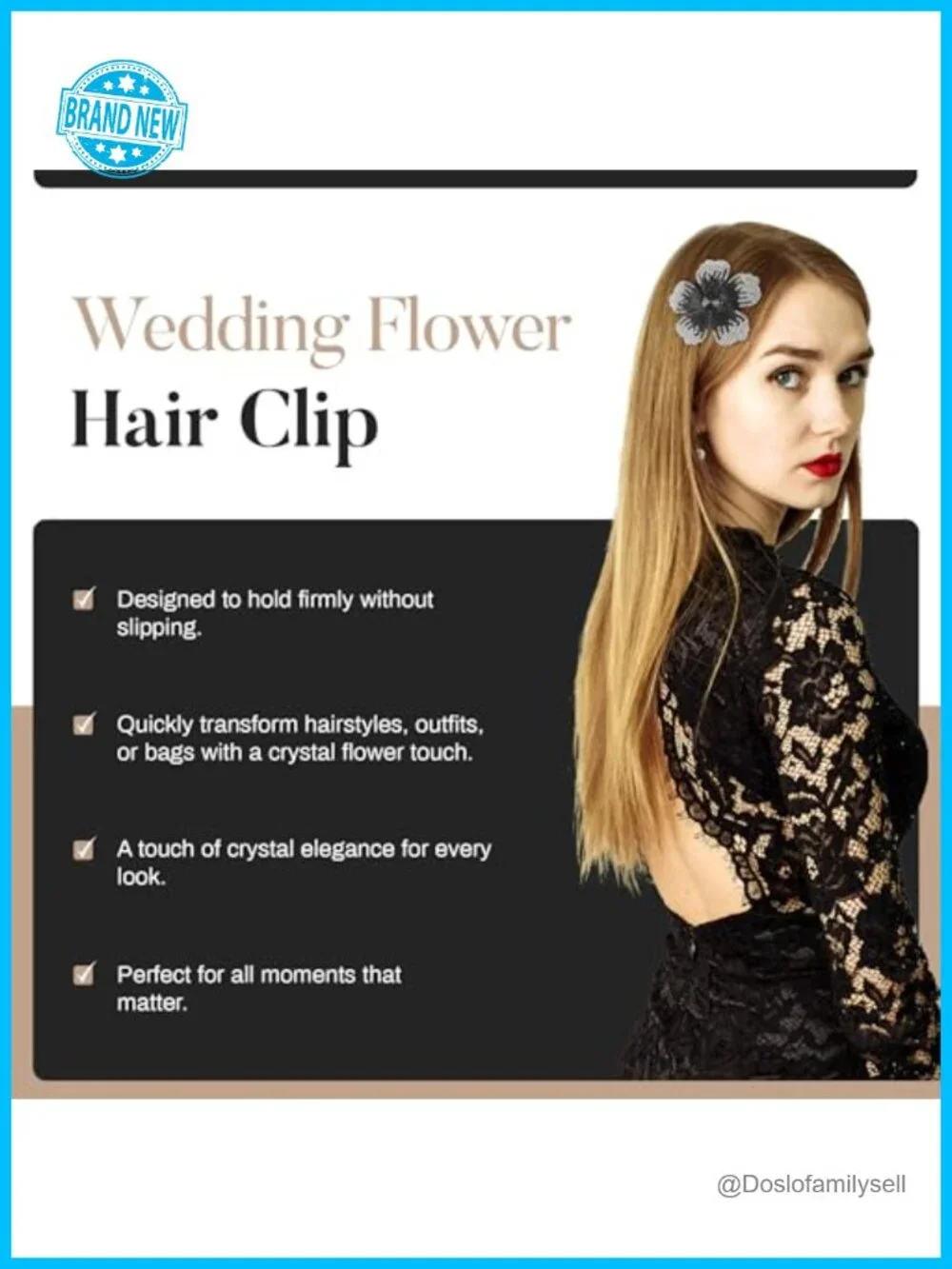 Crystal Flower Hair Clips - Hibiscus Hawaiian Style for Women Boho Braids